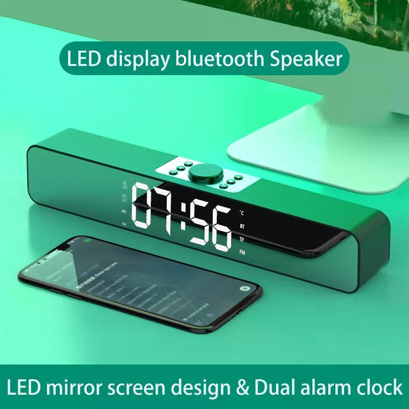 Alarm Clock bluetooth Speaker With LED Digital Display Wired Wireless Home Theater Surround Sound Bar Image 4