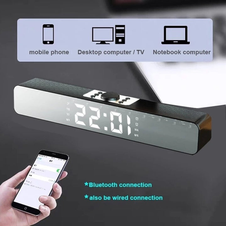 Alarm Clock bluetooth Speaker With LED Digital Display Wired Wireless Home Theater Surround Sound Bar Image 7
