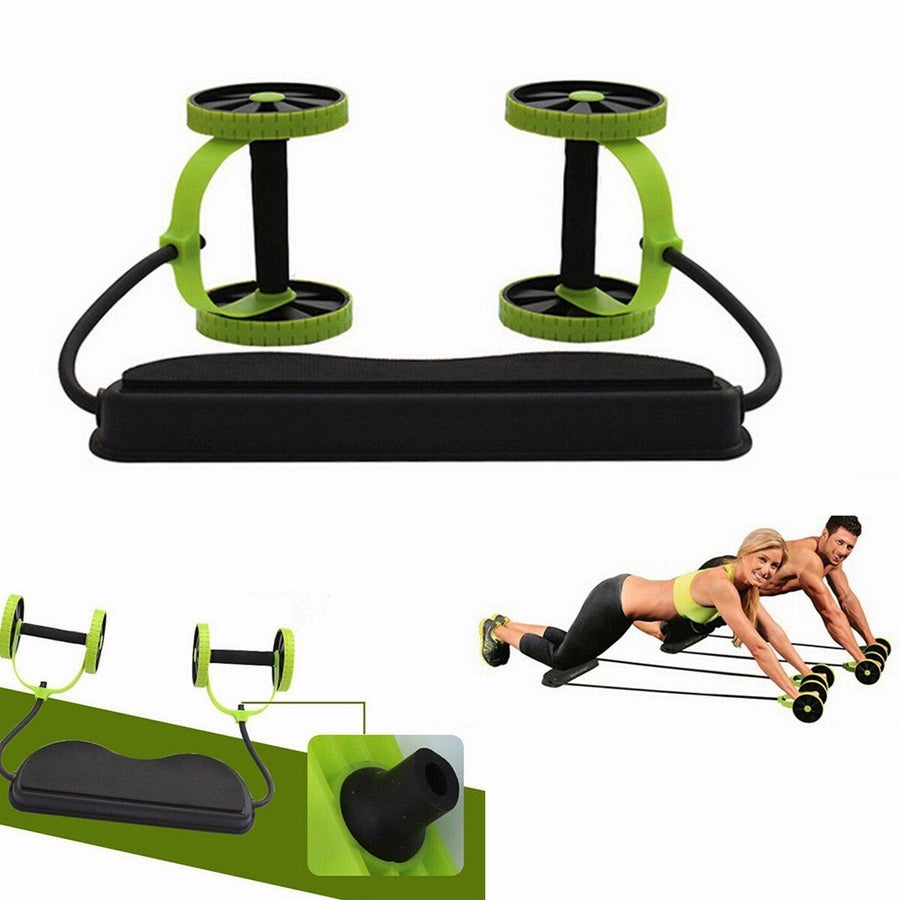 Abs Exercise Wheels Roller Stretch Elastic Abdominal Pull Rope Abdominal Muscle Trainer Home Fitness Equipment Image 1
