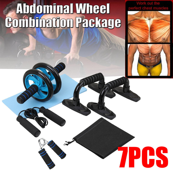 8PCS Abdominal Training Set Non-slip AB Wheel Roller Resistance Band Jump Rope Fitness Gym Exercise Tools Image 3