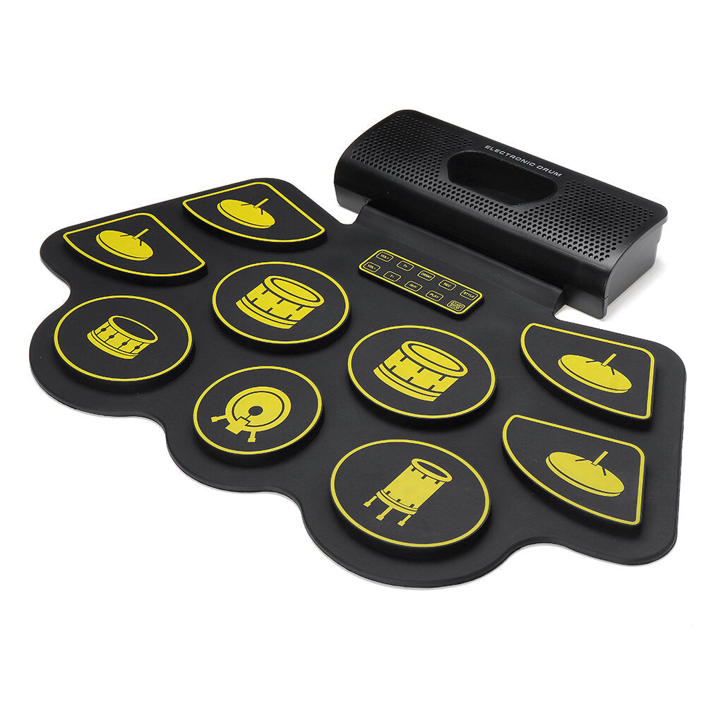 9 Pads Electronic BT Roll-Up Drum Set 9 Volumes Speed Adjustable Silicone Drum Pads Yellow Image 3