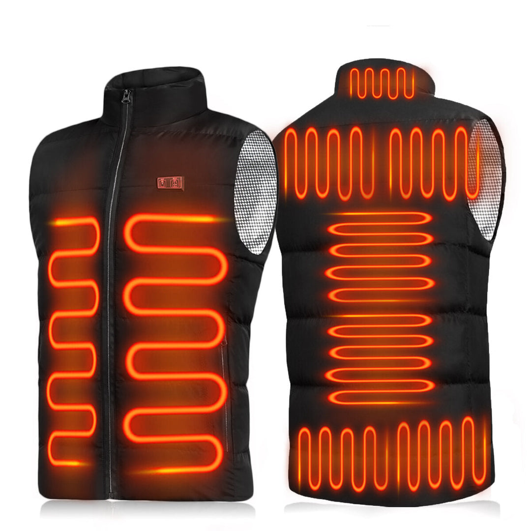 9-Heating Double-button Control Electric Jacket Man Woman Heated Winter Warm Hooded Coat Vest Image 1