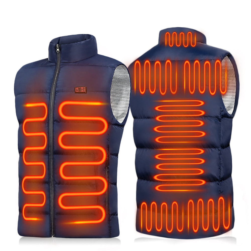 9-Heating Double-button Control Electric Jacket Man Woman Heated Winter Warm Hooded Coat Vest Image 2