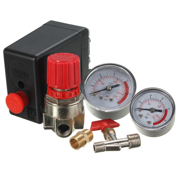 Air Compressor Pressure Switch Air Valve Manifold Compressor Regulator Gauges 240V 7.25-125PSI Image 8
