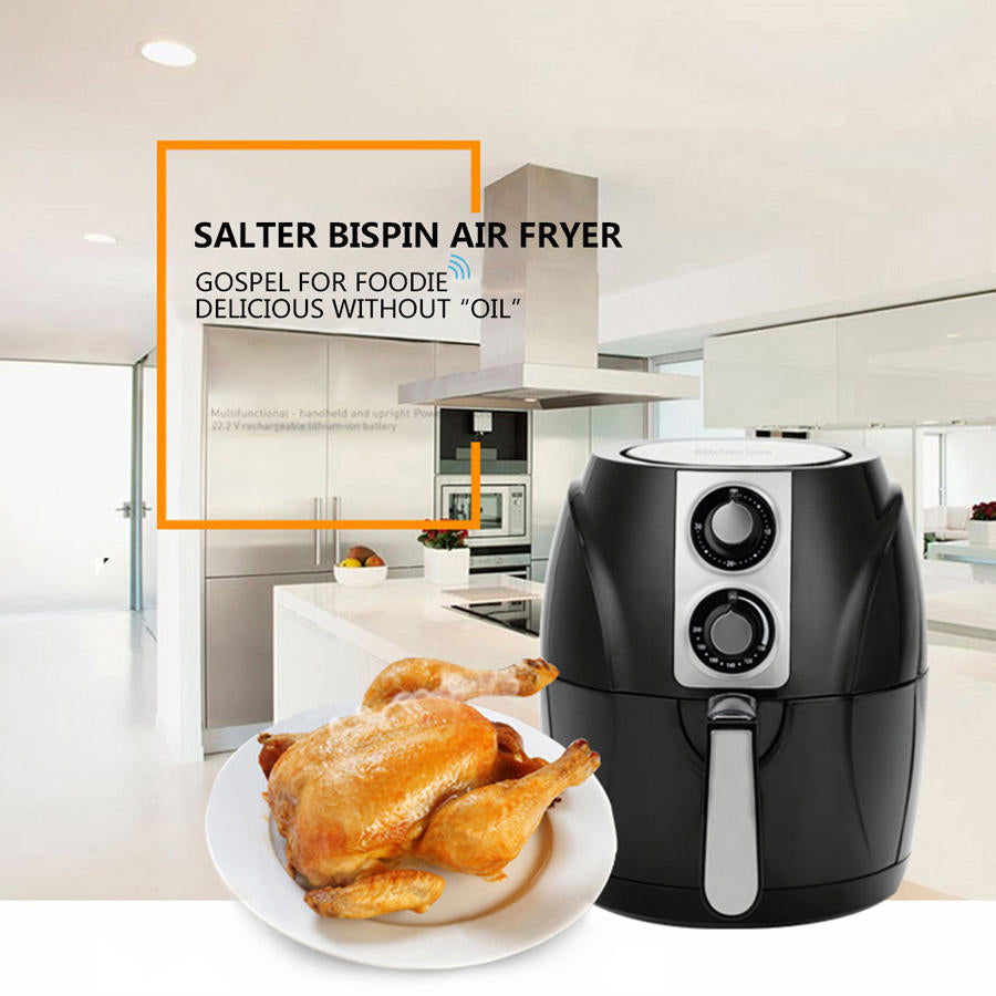 Air Fryer Household Circulation Fume Free Non-stick Frying Pan Intelligent Mobile-UK-Black Image 3