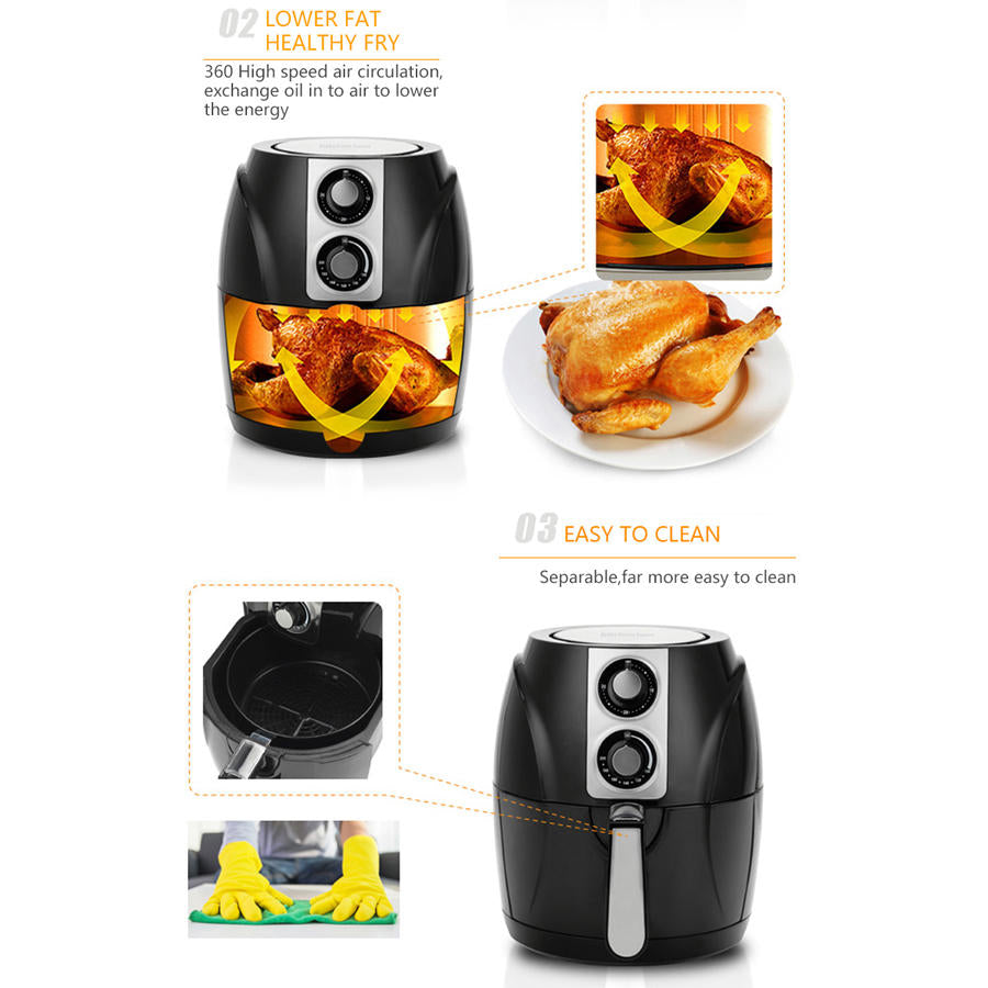 Air Fryer Household Circulation Fume Free Non-stick Frying Pan Intelligent Mobile-UK-Black Image 7