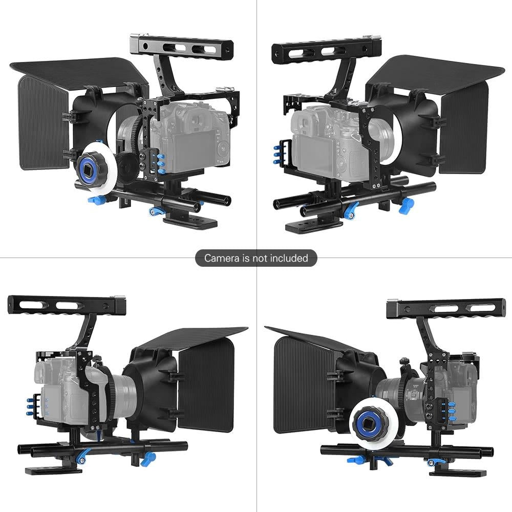 Aluminum Alloy Camera Camcorder Video Cage Rig Kit Film Making System with 15mm Rod Matte Box Image 4