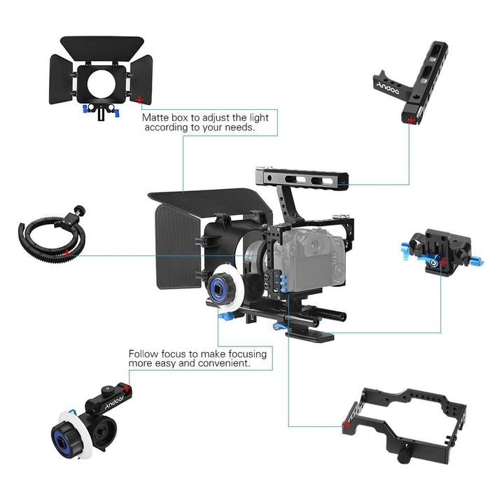Aluminum Alloy Camera Camcorder Video Cage Rig Kit Film Making System with 15mm Rod Matte Box Image 6