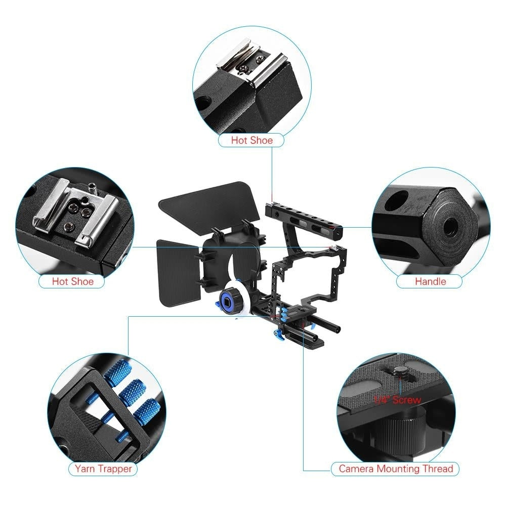 Aluminum Alloy Camera Camcorder Video Cage Rig Kit Film Making System with 15mm Rod Matte Box Image 7