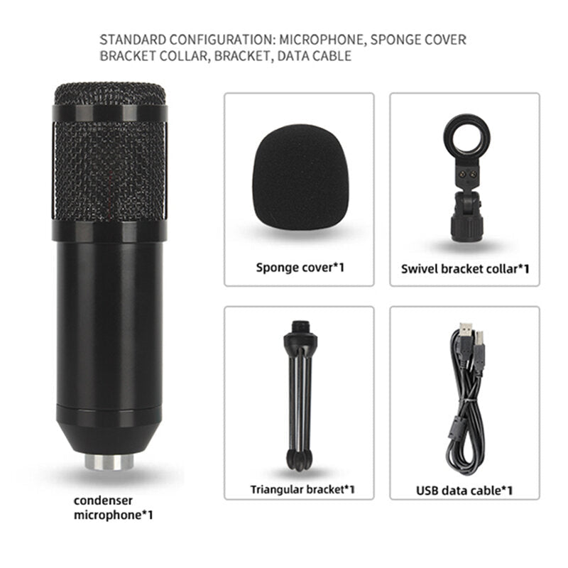 Adjustable Studio Mic USB Condenser Sound Recording Microphone With Stand for Live Broadcast Podcasting Image 1
