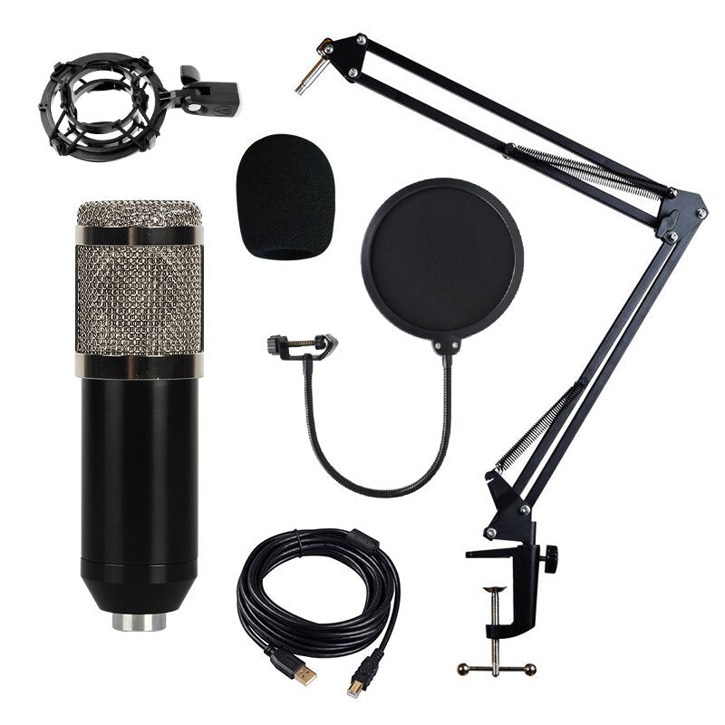 Adjustable Studio Mic USB Condenser Sound Recording Microphone With Stand for Live Broadcast Podcasting Image 1