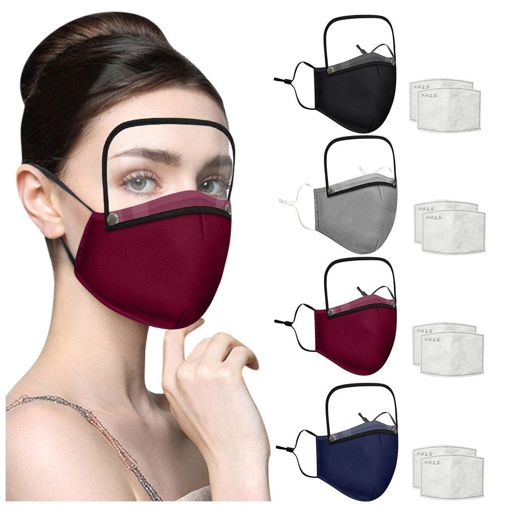 Adults Washable Reusable Face Mask With Detachable Eye Shield Image 1