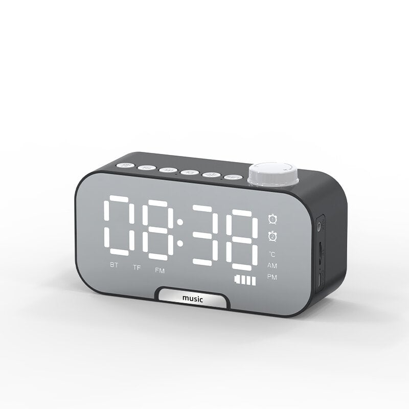 Alarm Clock Wireless bluetooth Speaker Portable Mini Mirror Alarm Clock HiFi Support TF Card Image 1