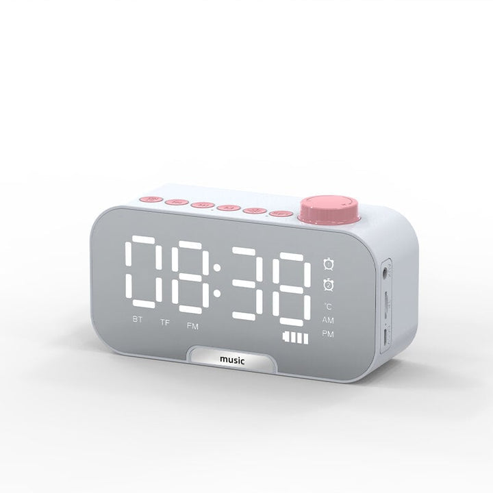 Alarm Clock Wireless bluetooth Speaker Portable Mini Mirror Alarm Clock HiFi Support TF Card Image 1