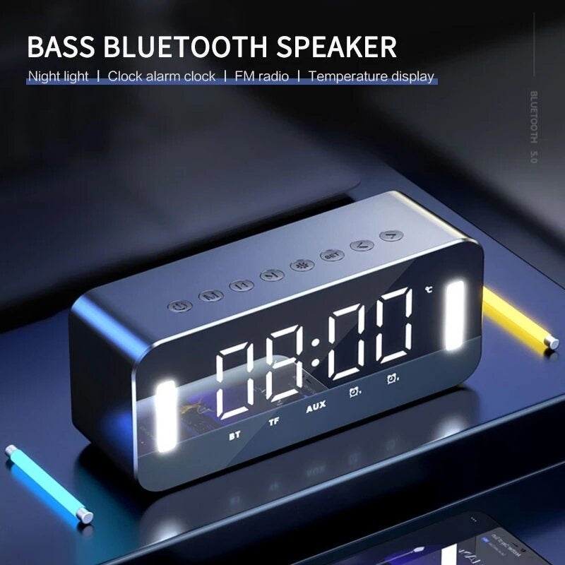Bluetooth 5.0 Full-Range Speaker 2500mAh Stereo Bass LED Display Digital Electronic Clock FM Radio Bass Portable Speaker Image 3