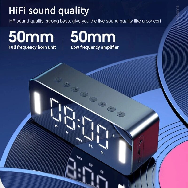 Bluetooth 5.0 Full-Range Speaker 2500mAh Stereo Bass LED Display Digital Electronic Clock FM Radio Bass Portable Speaker Image 4