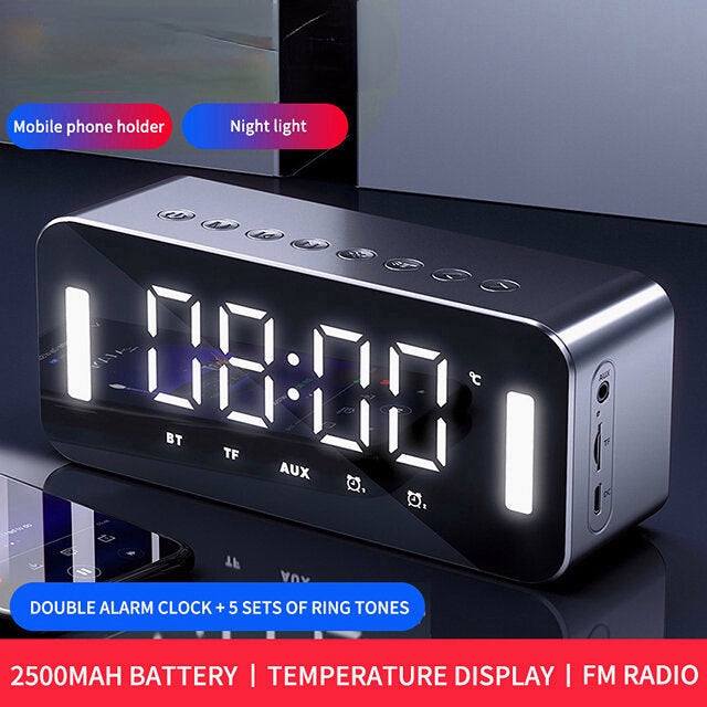 Bluetooth 5.0 Full-Range Speaker 2500mAh Stereo Bass LED Display Digital Electronic Clock FM Radio Bass Portable Speaker Image 9