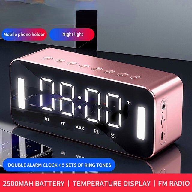 Bluetooth 5.0 Full-Range Speaker 2500mAh Stereo Bass LED Display Digital Electronic Clock FM Radio Bass Portable Speaker Image 1