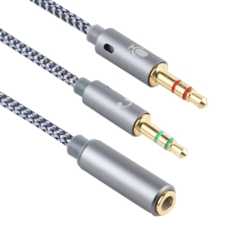 Audio 2-In-1 Cable 3.5mm Adapter Female to Microphone Audio Male Braided Conversion Line for PC Computer Laptop Tablet Image 2