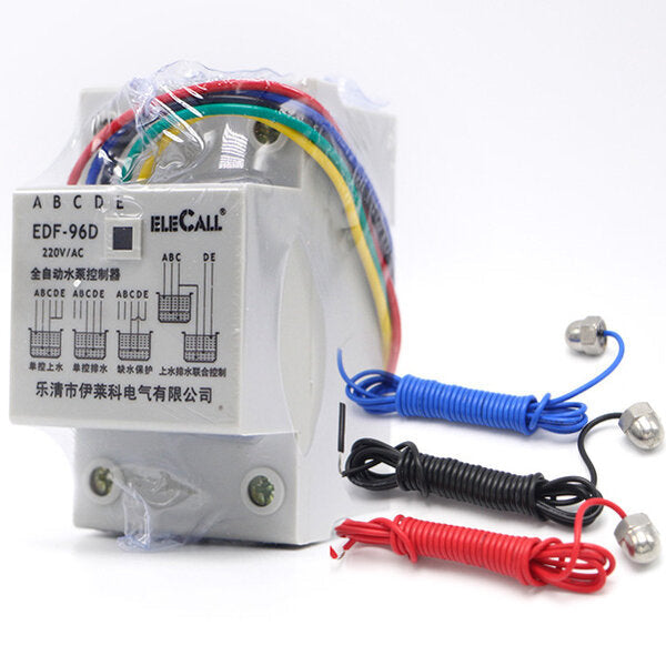 Auto Water Level Controller AC220V 5A Din Rail Mount Float Switch With 3 Probes Pump,5M/10M DF96D Image 1