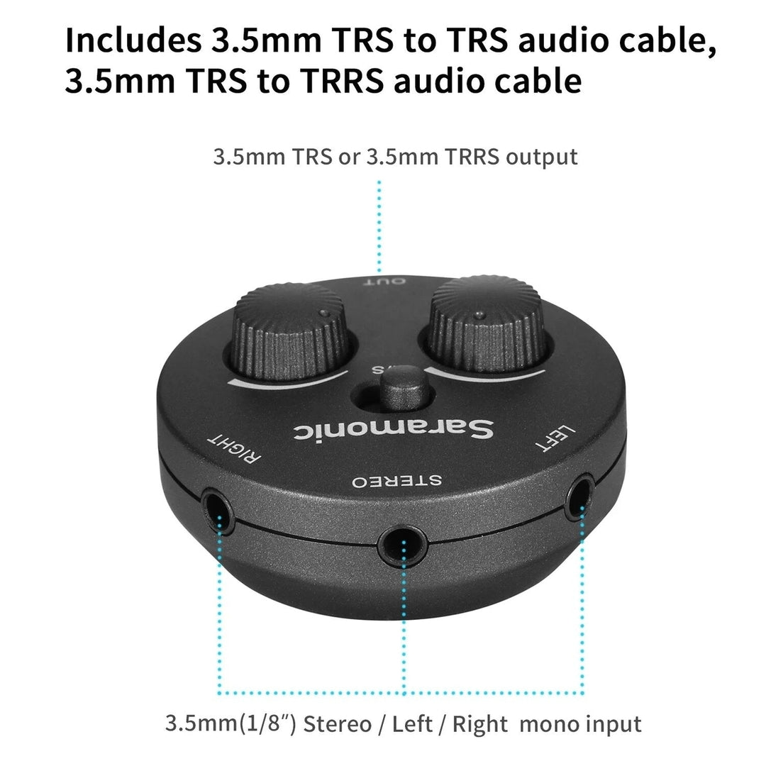 Audio Adapter 2-Channel Microphone Battery-free for DSLR Mirrorless Video Cameras Smartphones Recorders Image 4