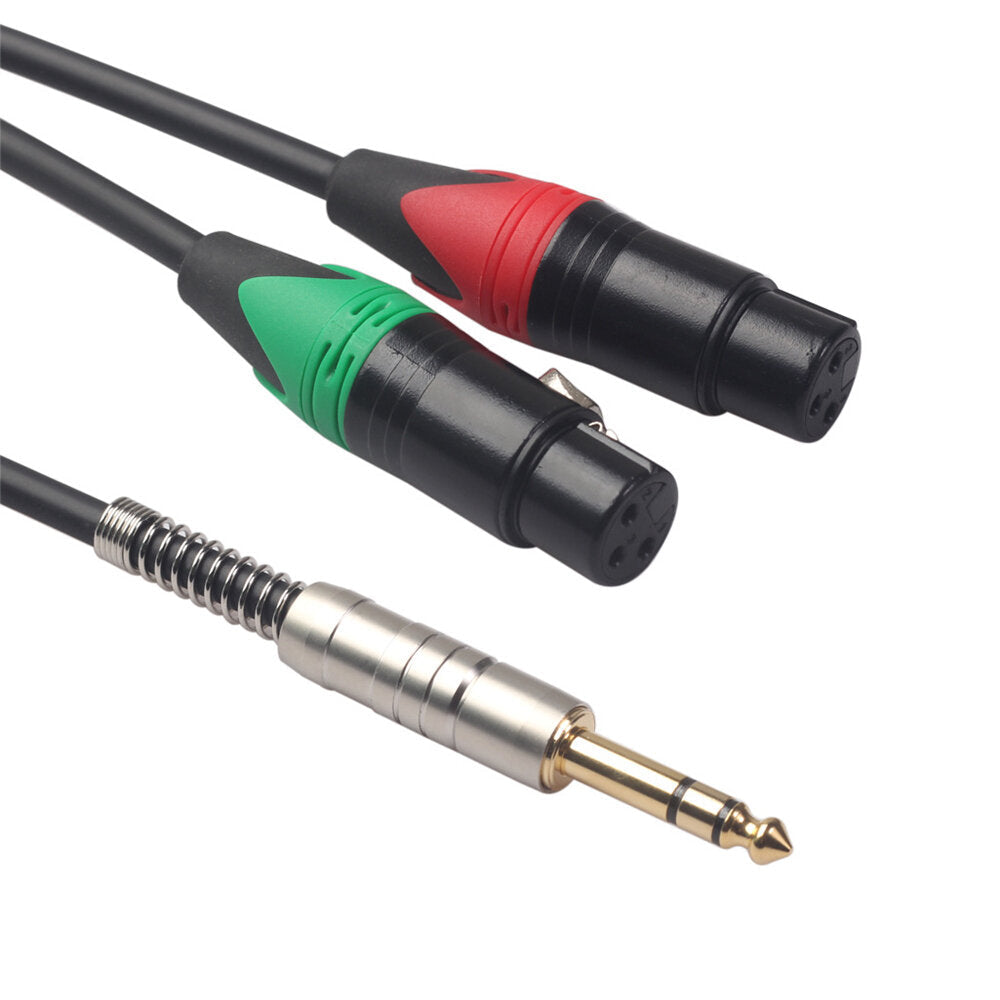 Audio Cable 6.35mm Male to Dual XLR Female Microphone Cable XLR Audio Cord 0.3m for Mic Tuning Mixer Image 1