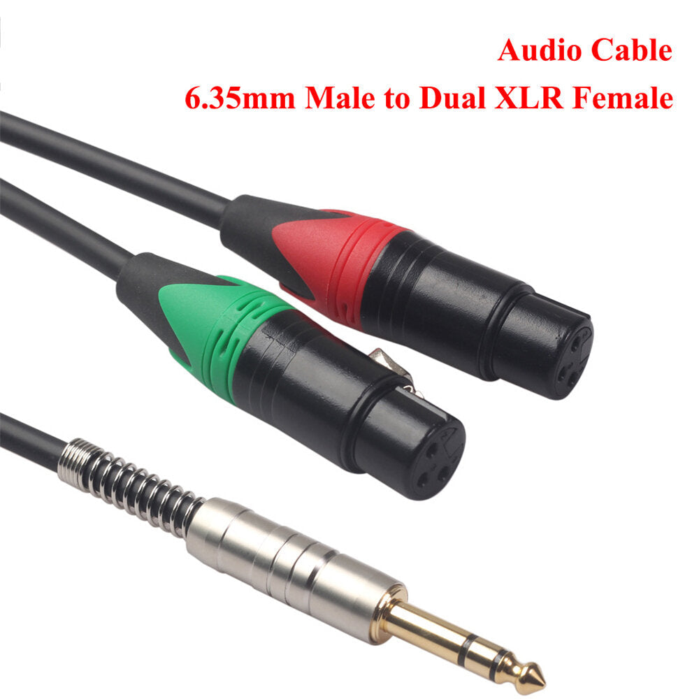 Audio Cable 6.35mm Male to Dual XLR Female Microphone Cable XLR Audio Cord 0.3m for Mic Tuning Mixer Image 2