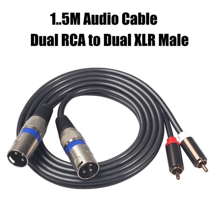 Audio Cable Dual RCA to Dual XLR Male Audio Line 1.5m Microphone Cable for Microphone Sound Console Amplifier Image 2
