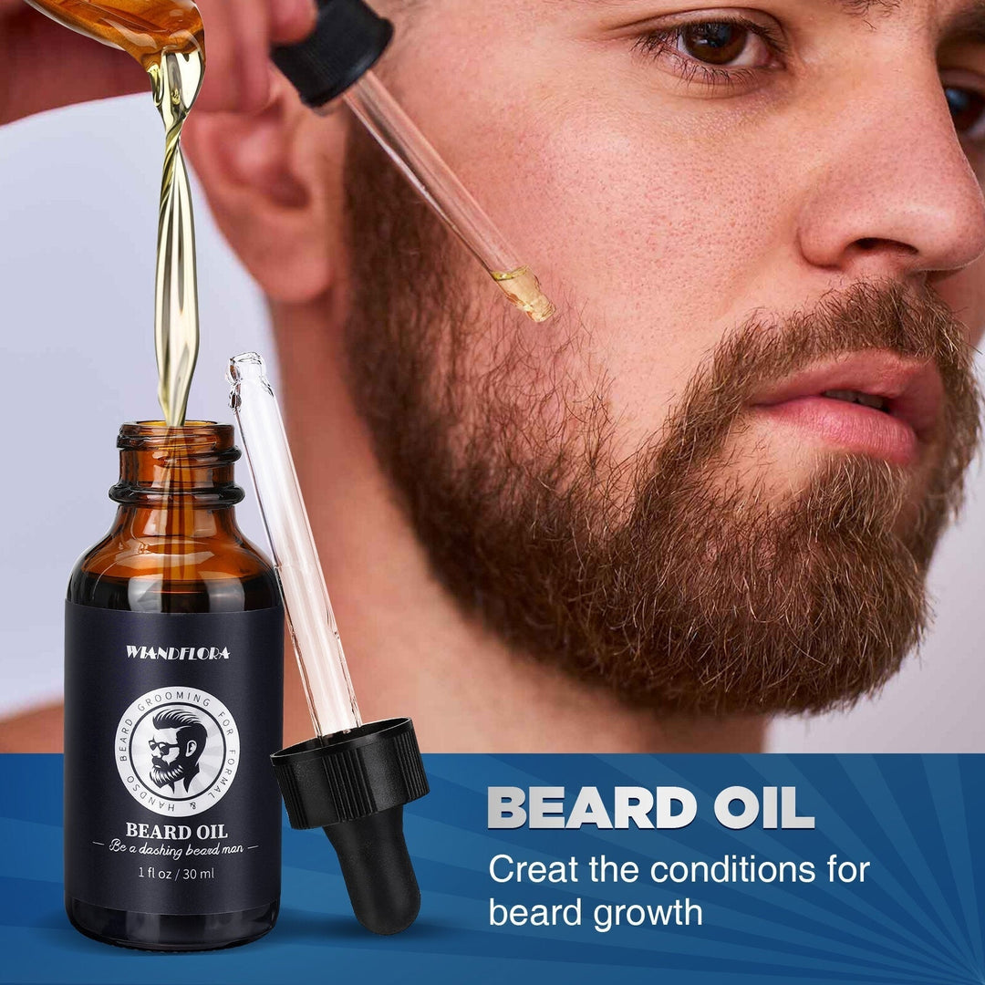 Beard Growth Kit Hair Growth Enhancer Thicker Oil Nourishing Essence Leave-in Conditioner Beard Care with Comb Image 3