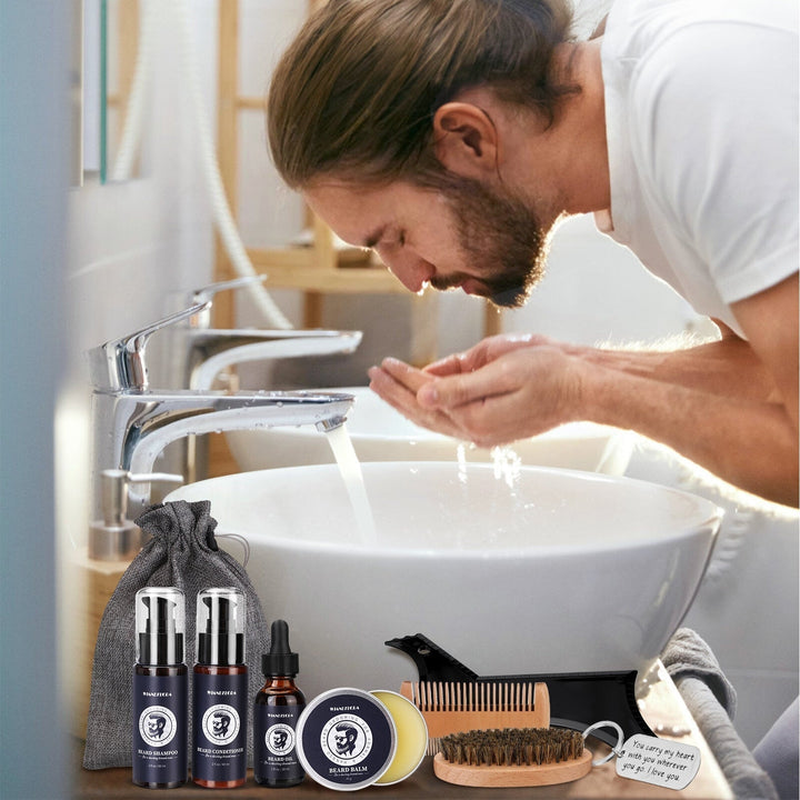 Beard Growth Kit Hair Growth Enhancer Thicker Oil Nourishing Essence Leave-in Conditioner Beard Care with Comb Image 7