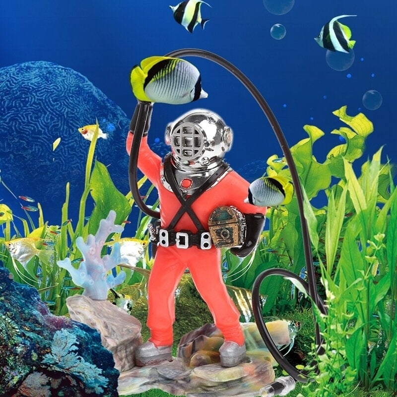 Aquarium Decor Hunter Treasure Figure Action Fish Tank Ornament Aquarium Realistic Design Image 2