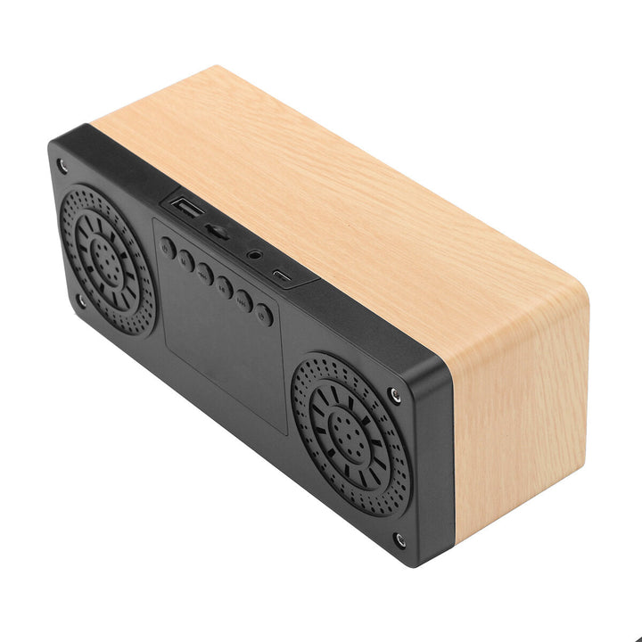Bluetooth 5.0 Wooden Speaker Alarm Clock Support TF Card,USB,AUXFM Radio Image 3