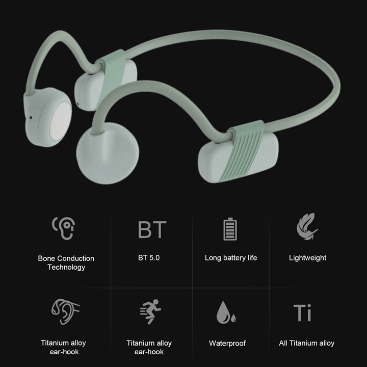 Bluetooth Bone Conduction Headphone Stereo Wireless Earphone Waterproof Sports Headset Handsfree Noise Reduction with Image 2