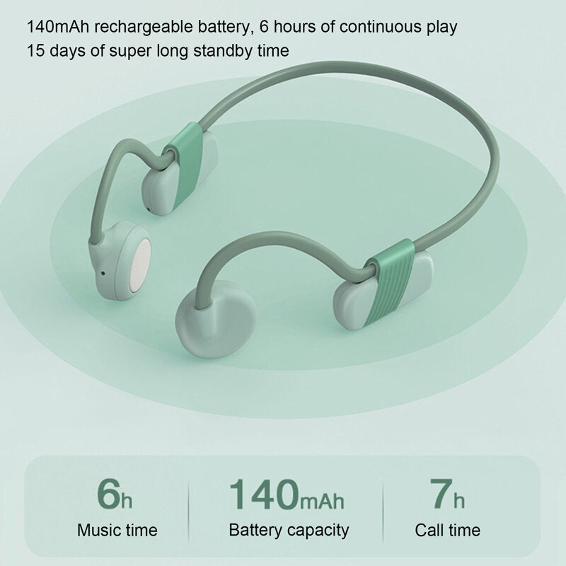 Bluetooth Bone Conduction Headphone Stereo Wireless Earphone Waterproof Sports Headset Handsfree Noise Reduction with Image 3