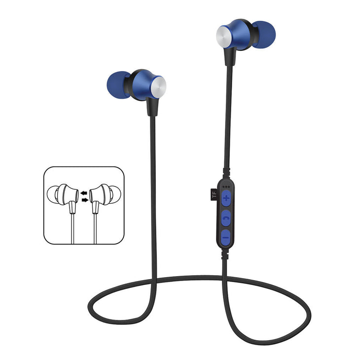 Bluetooth Earphone Magnetic Adsorption Heavy Bass TF Card Sports Headphone Earbuds Image 3