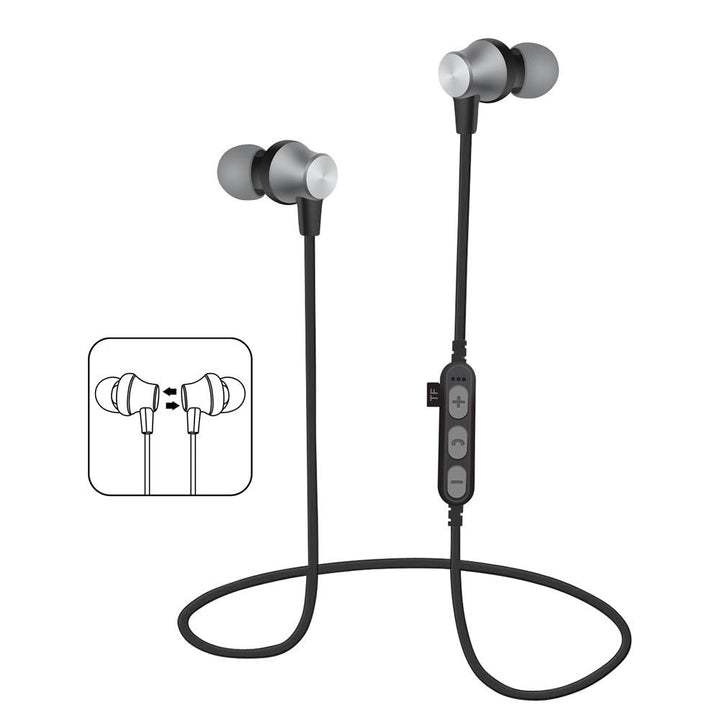 Bluetooth Earphone Magnetic Adsorption Heavy Bass TF Card Sports Headphone Earbuds Image 4