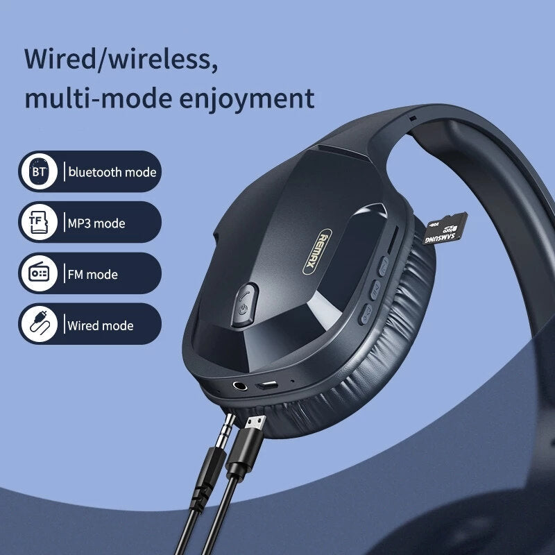 Bluetooth 5.0 Wireless HiFi Surroud Sound Earphone Headphone Music Headset Support TF Card FM Image 3