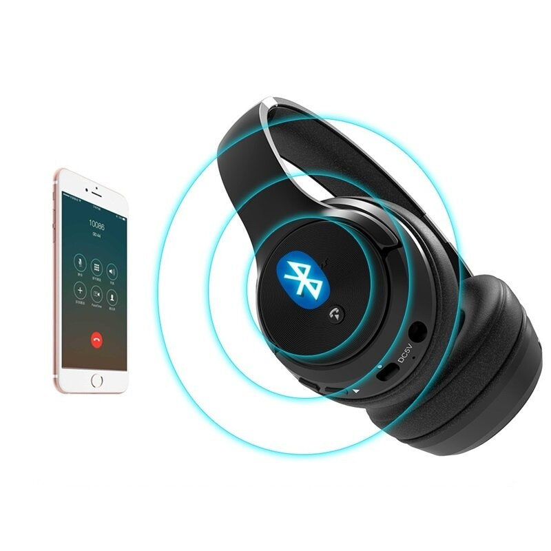 bluetooth Headphone  Active Noise Reduction ANC Foldable Deep Bass Headset With Mic TF Card Image 2