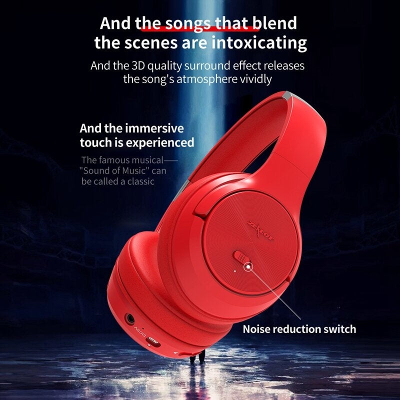 bluetooth Headphone  Active Noise Reduction ANC Foldable Deep Bass Headset With Mic TF Card Image 4