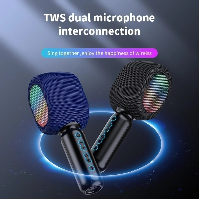 bluetooth Handheld Microphone Wireless Condenser Recording Portable Stereo Speaker LED Lamp for YouTube Home Karaoke Image 4
