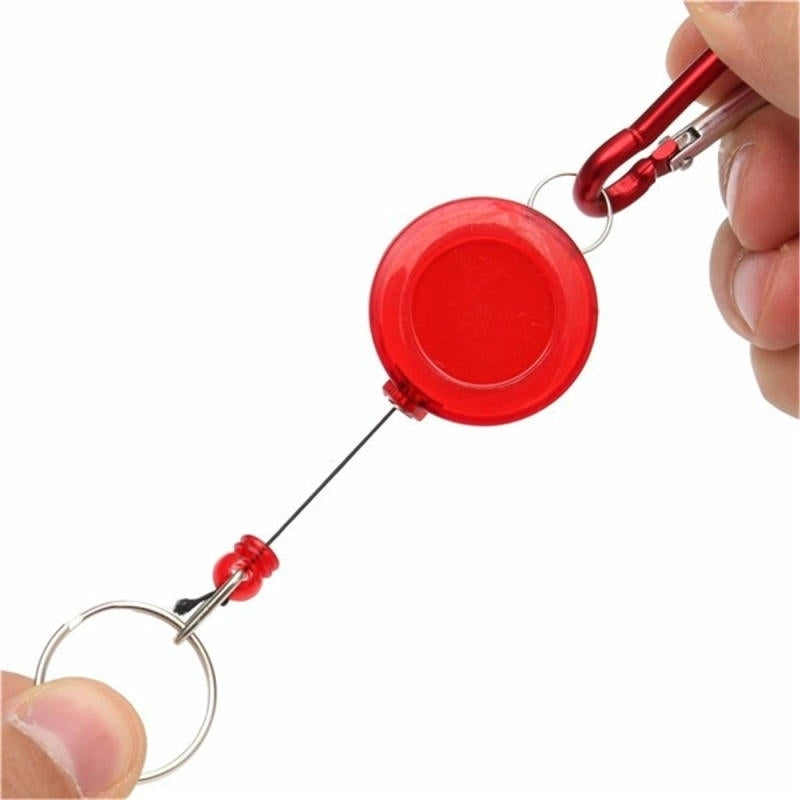 Badge Reel Telescopic Key Buckle Carabiner Recoil Retractable Holder Chain Red Image 1