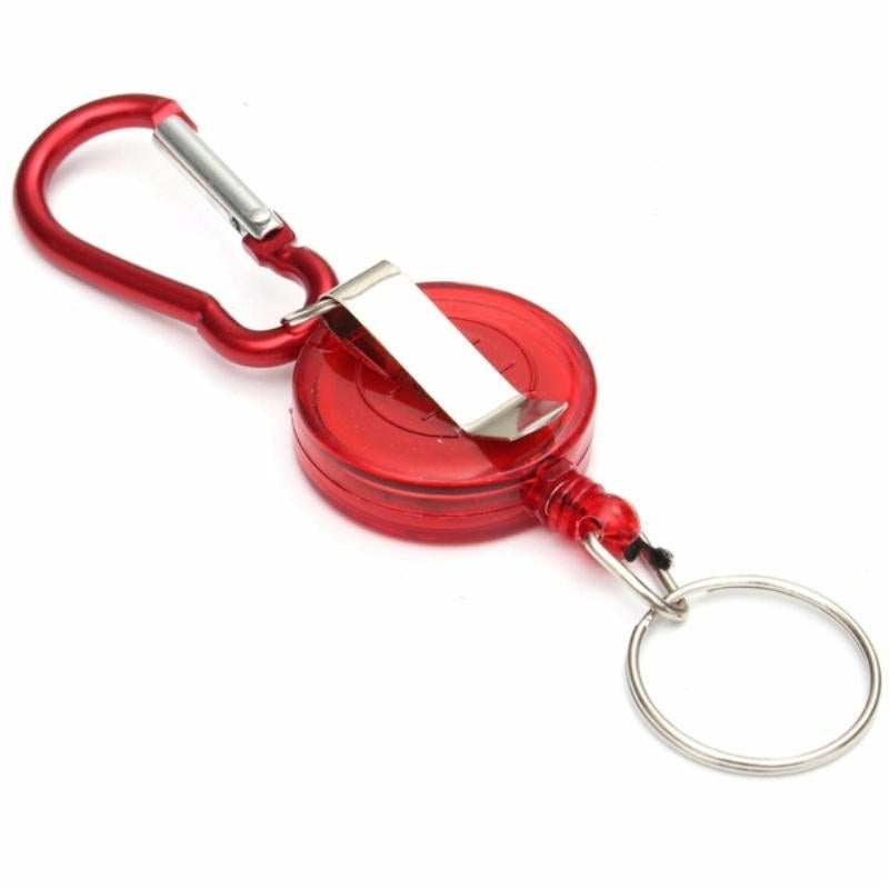 Badge Reel Telescopic Key Buckle Carabiner Recoil Retractable Holder Chain Red Image 2