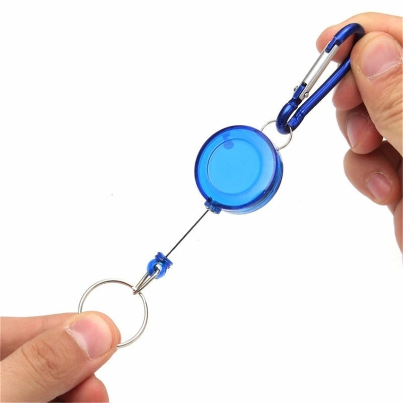Badge Reel Telescopic Key Buckle Carabiner Recoil Retractable Holder Chain Blue Image 1