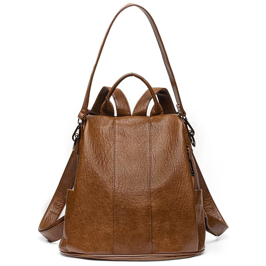 Backpack for Women PU leather Waterproof Rucksack Large Capacity Shoulder Bag Image 1