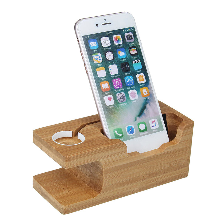 Bamboo Multi Function Charger Dock for Apple Phone Watch Image 3