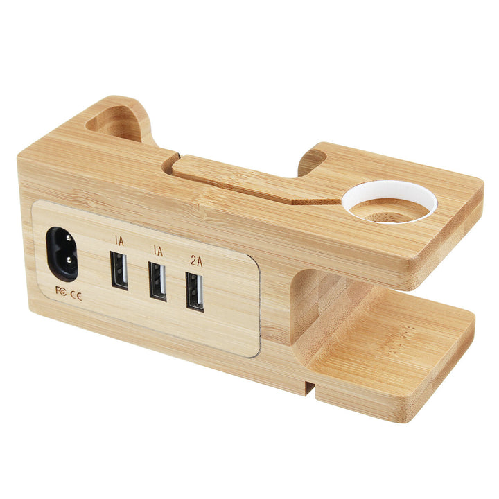 Bamboo Multi Function Charger Dock for Apple Phone Watch Image 4