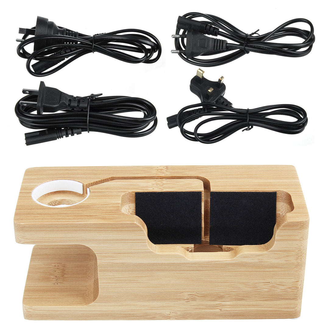 Bamboo Multi Function Charger Dock for Apple Phone Watch Image 7