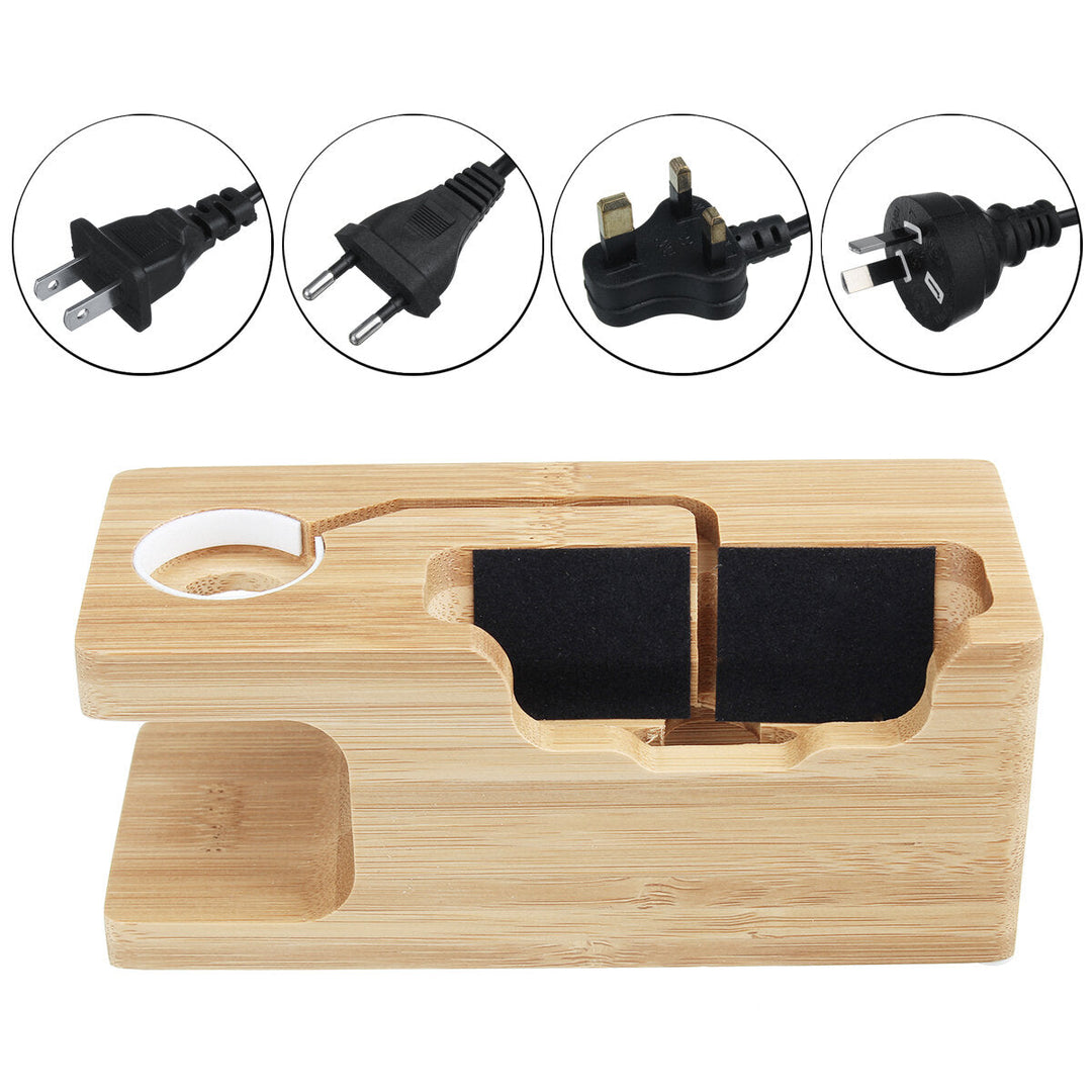 Bamboo Multi Function Charger Dock for Apple Phone Watch Image 8