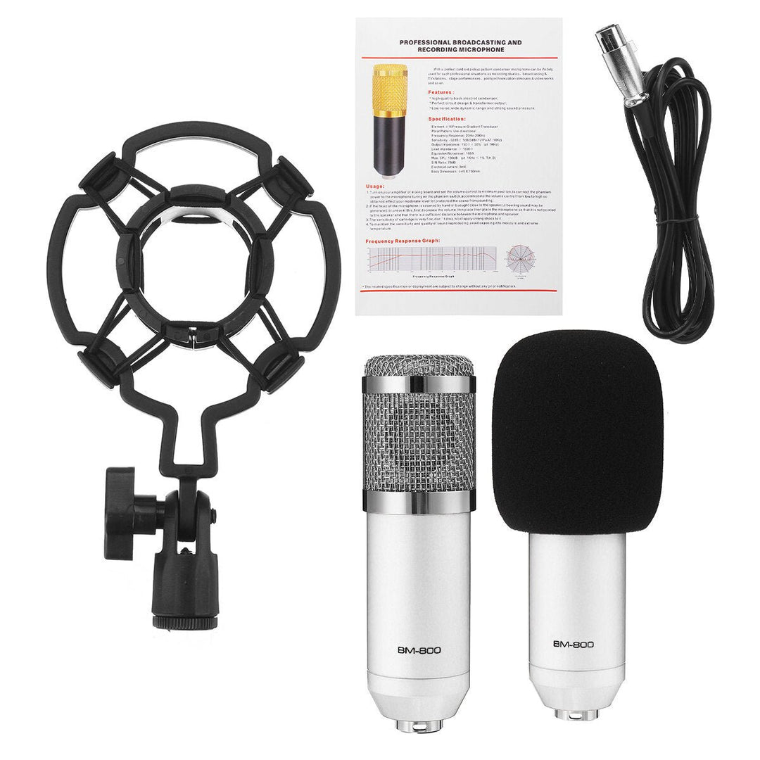 Bakeey Basic Condenser Microphone BM-800 Cardioid Studio Recording Microphone with Shock Mount XLR Cable Image 1