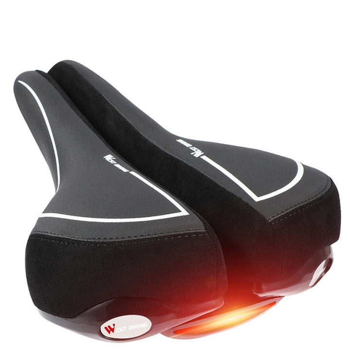 Bicycle Saddle With Taillight Cycling Cushion Shockproof Breathable Bike Rear Light Image 1